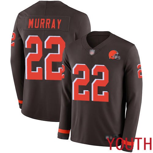 Cleveland Browns Eric Murray Youth Brown Limited Jersey 22 NFL Football Therma Long Sleeve